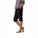Women's High Waist Capri Pants Loose Fit Breathable Cotton Linen Blend Casual Trousers with Side Pockets And Seam Decoration_ecoleips.com