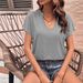 Voya Women's 2026 New Hot Selling Loose Casual U-neck Solid Color European And American T-shirt Short Sleeved Top_ecoleips.com