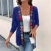 Women's Bohemian Floral Embroidered Knit Cardigan – Stretchy Long-Sleeve Cover-Up (S-XXL, Black/Navy)_ecoleips.com