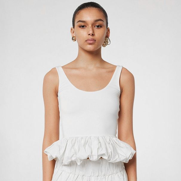 Square Neck Tank Tops For Women Sleeveless Backless Crop Top With Peplum Bubble Hem Summer Top Black White_ecoleips.com