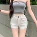 Women's Early Autumn Stylish Sexy White Shorts Unique Straight Leg Casual A-Line Hot Pants_ecoleips.com