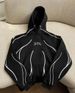 Y2K Retro Striped Hoodie – Unisex Oversized Pullover With 3D Print (S-4XL, Black/Blue) – 90s Streetwear Essential_ecoleips.com