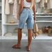 K New Urban Casual Loose Hole Women's Denim Shorts_ecoleips.com