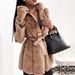 Women's fur coat Women's belted hooded solid color zipper jacket_ecoleips.com