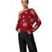 "Festive Off-Shoulder Christmas Sweater - Red Snowflake Knit Pullover For Women (XS-XXL)"_ecoleips.com
