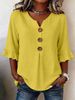 Women's Clothing Women's V Neck Button Top Style Cotton Linen Summer For Formal & Casual For Women Slim Fit Casual T-Shirt_ecoleips.com