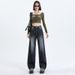 Black And Gray High-waisted Wide-leg Jeans For Women, 2026 Spring-summer New Style, Versatile, Loose, Drapey_ecoleips.com