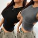 Women's Clothing Solid Color Tight Short Sleeveless Vest Top_ecoleips.com