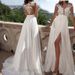Women's Sexy Lace Slit Evening Dress Long Skirt Wedding Party Wear Clothing_ecoleips.com