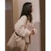 girl Cotton Standard Fit Teddy Fleece Feel Pilot Jacket Cream 2025 Autumn Winter New Women's Casual Top_ecoleips.com