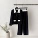 Women's Cross Border European American Style Cardigan Polo Collar Sweater Set with Loose Casual Wide Leg Pants_ecoleips.com