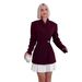 European-Style Tailored Blazer For Women – Slim Fit Single-Breasted Button Jacket (Burgundy/Black) | Office-to-Outing Versatility_ecoleips.com