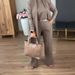 2025 Cross-Border European American Solid Color Elegant Commuting Autumn Long-Sleeve Cardigan, Sweatshirt, And Wide-Leg_ecoleips.com
