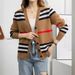 Women's Clothing Retro Contrast Color Striped Knitted Cardigan Fashionable And Versatile Temperament Casual Long Sleeves_ecoleips.com