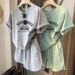 Women's Printed Casual Sports Running Suit Two Piece Set Short Sleeves Loose Fashionable Reducing Age Shorts for Summer_ecoleips.com
