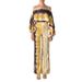 2025 Spring New Women's Printed Round Neck Loose Batwing Sleeve Waist-Cinching Wide-Leg Pants Fashion Set_ecoleips.com