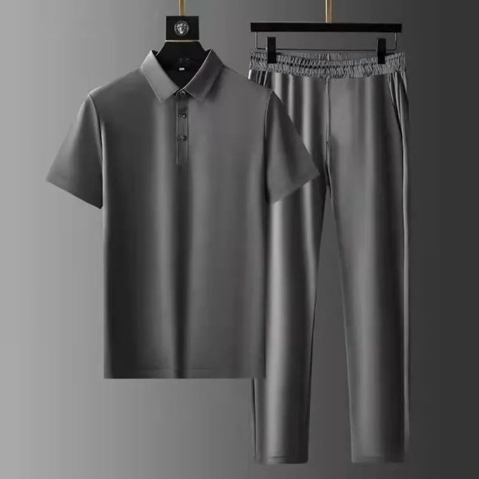 Women's Clothing Ultra Thin Quick Drying Ice Silk Short Sleeve Two Piece Set Comfortable Casual_ecoleips.com