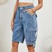 Women's Clothing Washed Personalized Denim Workwear Shorts_ecoleips.com