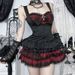 Subculture Dark Sexy Slim Fit Plaid Top for Women Gothic Style Vest Versatile Summer New Arrivals_ecoleips.com