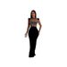 Women's Long Sleeve Dress Mesh Hot Fix Rhinestone Solid Color See Through Fashionable Style_ecoleips.com
