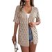 2026 Summer Hollow Leaf Short-Sleeve Knit Cardigan Vacation Sunscreen Shirt European And American Cross-Border_ecoleips.com