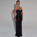 Summer New Style Women's Sexy Strapless Rhinestone High Waist Slim Fit Strappy Solid Color Dress Hot Girl Fashionable_ecoleips.com