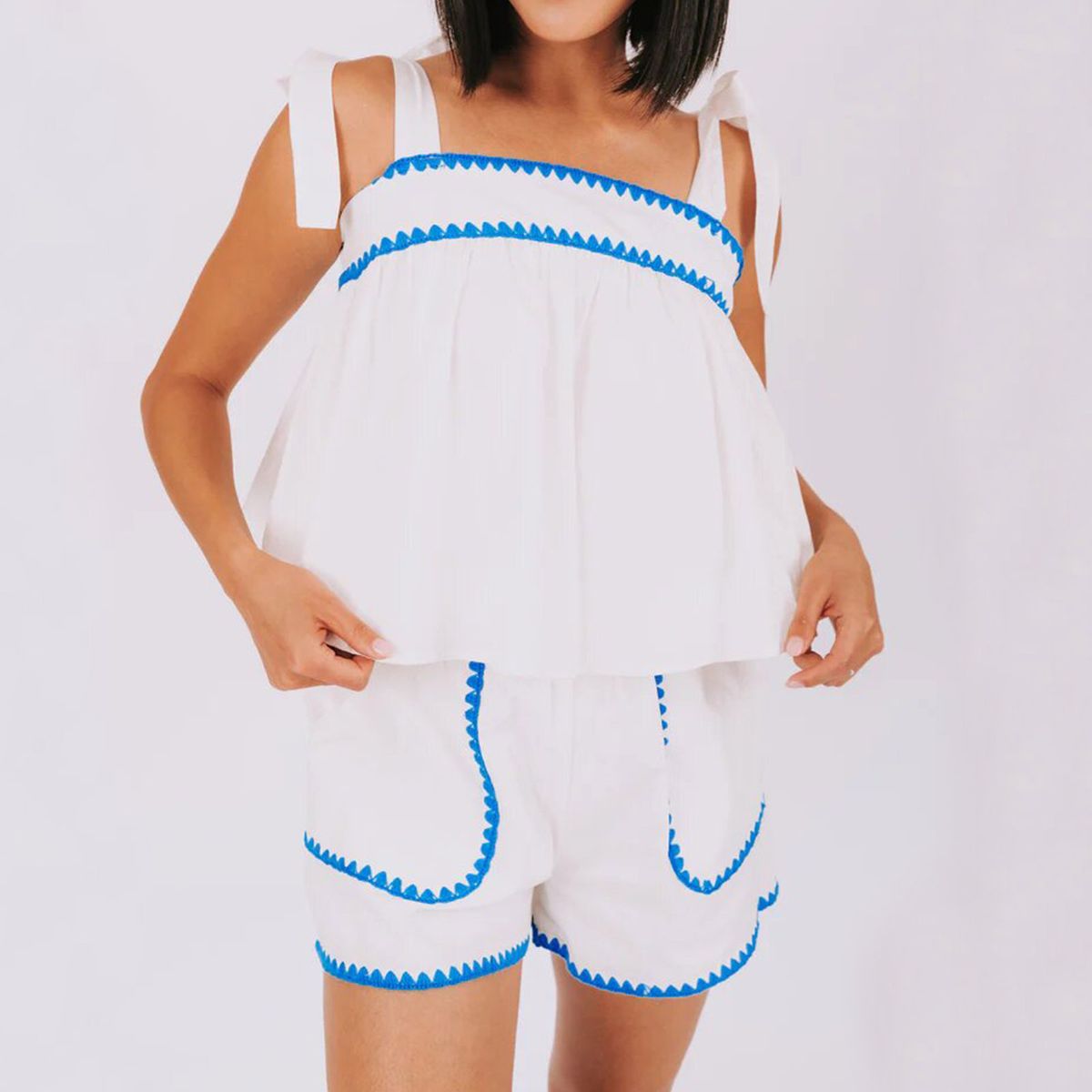 Summer Women's Solid Color Casual Vest Tie up Shorts Set European American Style Cross Border Fashion plus Size Available_ecoleips.com