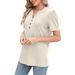 Women's Clothing Women's V Neck Short Sleeve Shirt Solid Color Button Detail For Formal & Casual For Women_ecoleips.com