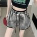 Black And White Striped Casual Pants For Women In Summer, Simple And Lazy Style, Age Reducing, Thin High Waist, Loose Sports Wide Leg Shorts_ecoleips.com
