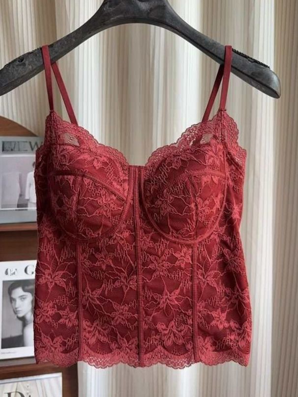 K Hot Girl Pure Desire Lace Strap Beautiful Back Fixed Cup No Trace Inner Wrap Chest Smearing Underwear Tank Top Outer Wear_ecoleips.com