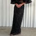 Elegant Off-Shoulder Ruffle Blouse & Sequin Maxi Skirt Set – Flowy Flounce Sleeves & Glamorous Fringe (S-Xl)_ecoleips.com
