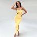 Women's Clothing Suspender Dress Backless Pleated Hip Wrapped Side Slit Long Dress_ecoleips.com