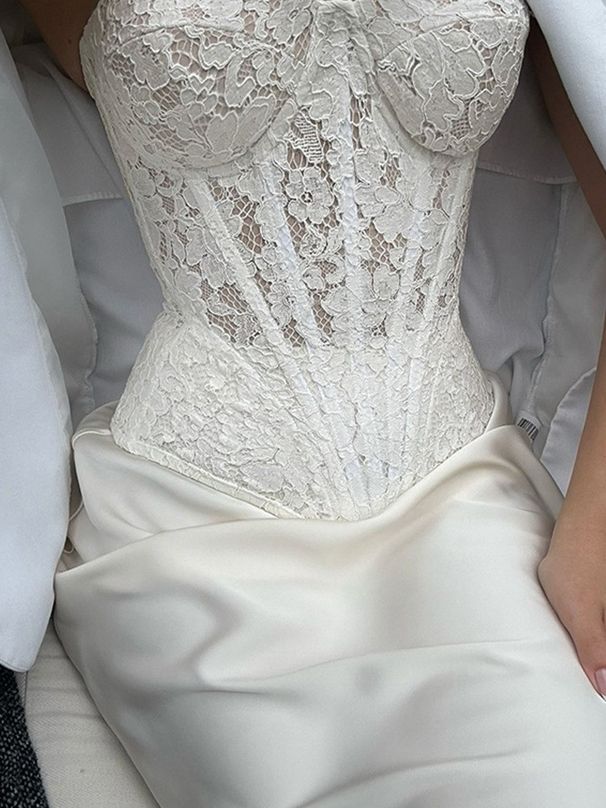Women's Elegant Satin French Vintage Lace Bustier High Waist Floor Length Maxi Skirt Set – Two Piece Evening Gown_ecoleips.com