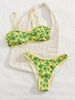2026 New Printed Triangle Cup Bikini Top Bottom Two Piece Swimsuit Women's Tie up European American Style INS Hot Spring Swimwear_ecoleips.com