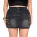 plus Size Black Gold Embroidered Denim Mini Skirt High Waist Slimming Star Moon Design Zodiac Hot Girl Y2K Bodycon Style_ecoleips.com