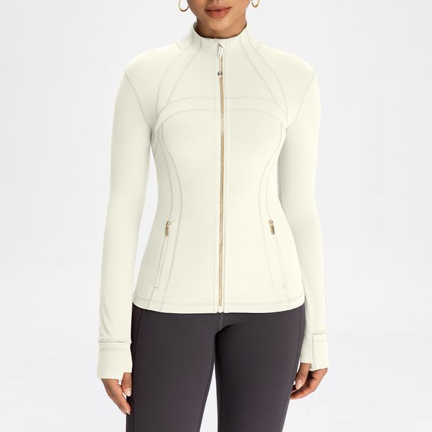 Performance Yoga Jacket For Women – Slim-Fit Stand Collar Gym Top With Naked Sensation (12 Colors, Gold Zipper Options)_ecoleips.com