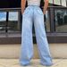 Women's High Waist Loose Fit Ripped Denim Jeans - Street Style Distressed Wide Leg Pants With Stretch Comfort_ecoleips.com