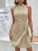 Women's Summer Fashion Halter Neck Sleeveless Floral Dress Zipper Short American Style Hot Girl Thin Lanon_ecoleips.com