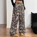 Streetwear Camo Print Jogger Pants For Teens, Elastic Waist Relaxed Fit Wide Leg Trousers, Stretchable & Stylish Polyester Pants_ecoleips.com