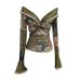 Women’s Clothing Real Shot Retro Oil Painting Print Lapel One Shoulder Twist Pleated Slim Fit Short Flared Long Sleeved Top_ecoleips.com