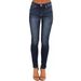Women's Clothing Women's Mid Waist Contrast Stitching Denim Skinny Pants_ecoleips.com