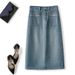 Verve Slimming And Flattering 2025 New A-line Short South Oil Quality Split Denim Skirt_ecoleips.com