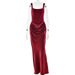Sexy Trendy Pleated Halter Sleeveless Bodycon Dress Waist Cinching Women's Clothing Dress_ecoleips.com
