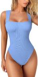Sexy Ribbed Lace Up Square Neck Sleeveless Vest Jumpsuit Women's Clothing_ecoleips.com