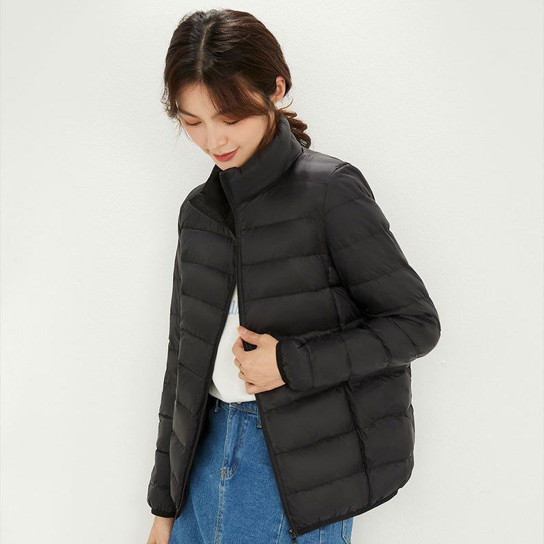 Ultra-Lightweight Women's Hooded Down Jacket With 90% White Duck Down, Slim Fit, Short Length, Zipper Closure, Plus Size Available (S-4XL)_ecoleips.com