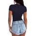 Aria Basics Aria Basics 2025 European And American Cross-border Women's Clothing Spring/summer Y2K Style Solid Color Slim-fit_ecoleips.com