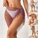Women's Clothing Hand Crocheted Beaded Shawl Bikini Outer Wear Sexy Triangle Scarf Shawl Gauze Beach_ecoleips.com
