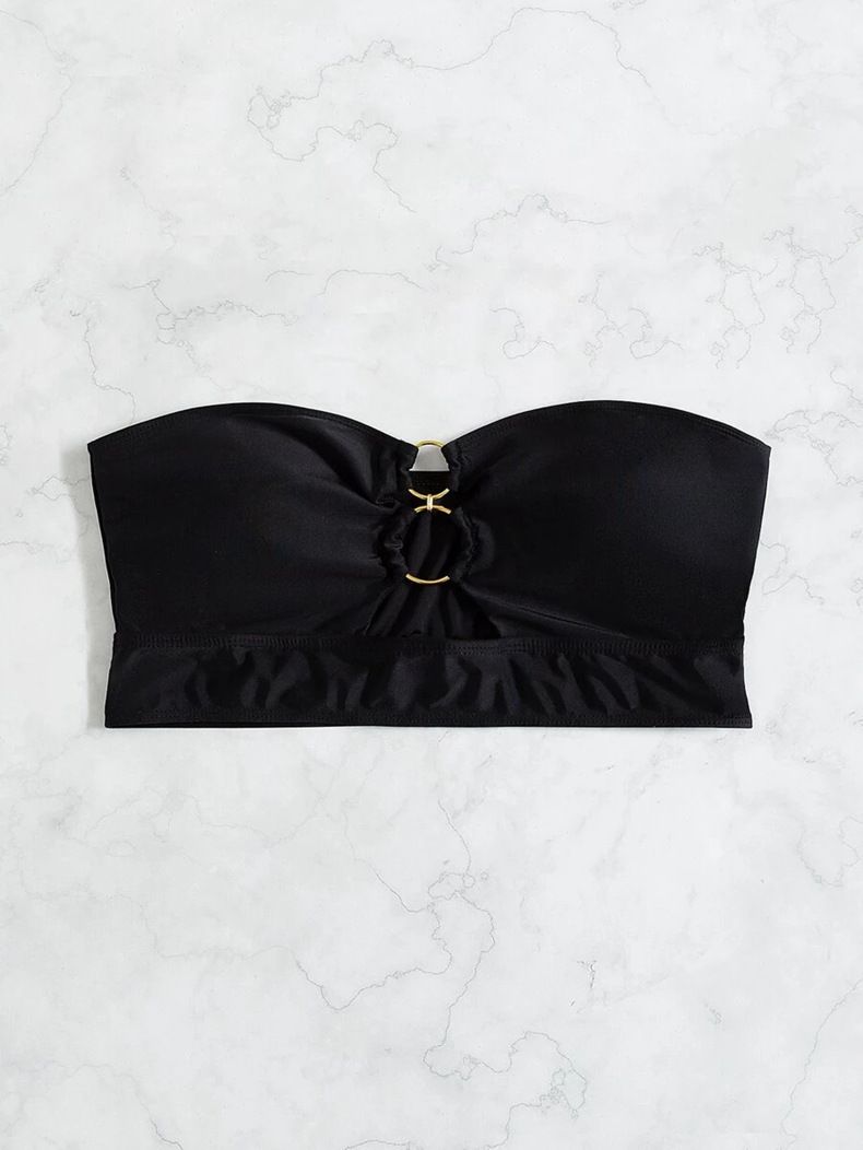 Women's Black Strapless Bikini Top - Sexy Hollow Out Beach Swimwear_ecoleips.com