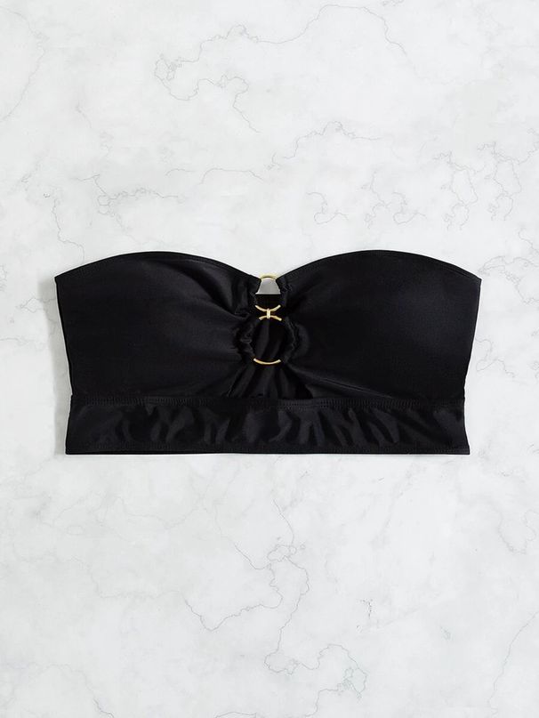 Women's Black Strapless Bikini Top - Sexy Hollow Out Beach Swimwear_ecoleips.com