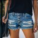 Trend Ripped Fringed Denim Shorts Straight-breasted Women's Hot Pants_ecoleips.com